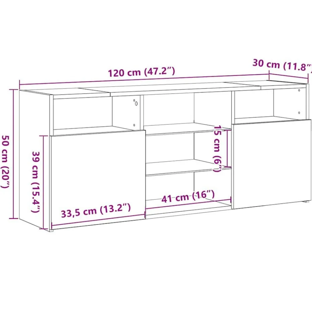 vidaXL Mueble de TV con luces LED 120x30x50 cm Gris sonoma