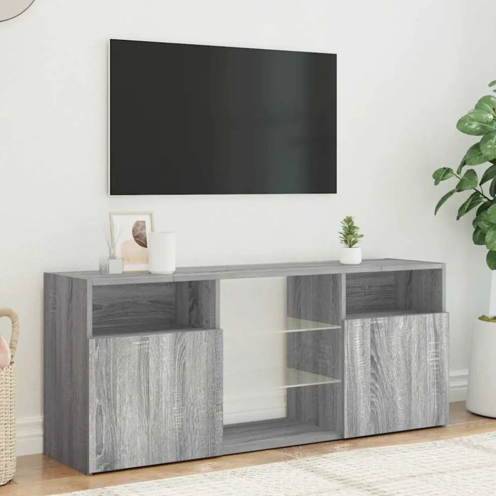 vidaXL Mueble de TV con luces LED 120x30x50 cm Gris sonoma