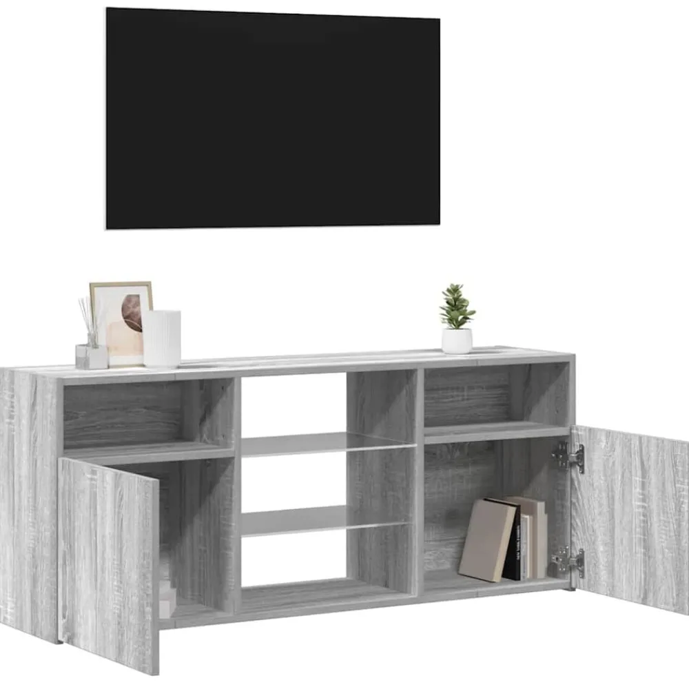 vidaXL Mueble de TV con luces LED 120x30x50 cm Gris sonoma