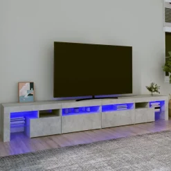 vidaXL Mueble de TV con luces LED gris hormigón 260x36,5x40 cm Gris hormig&oacute;n Discount
