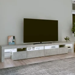 vidaXL Mueble de TV con luces LED gris hormigón 260x36,5x40 cm Gris hormigón Discount
