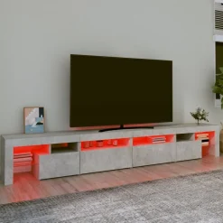 vidaXL Mueble de TV con luces LED gris hormigón 260x36,5x40 cm Gris hormigón Discount