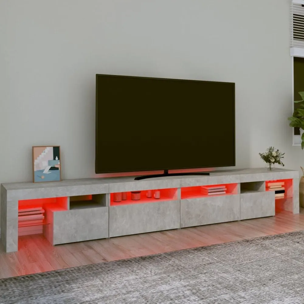 vidaXL Mueble de TV con luces LED gris hormigón 260x36,5x40 cm Gris hormigón Discount