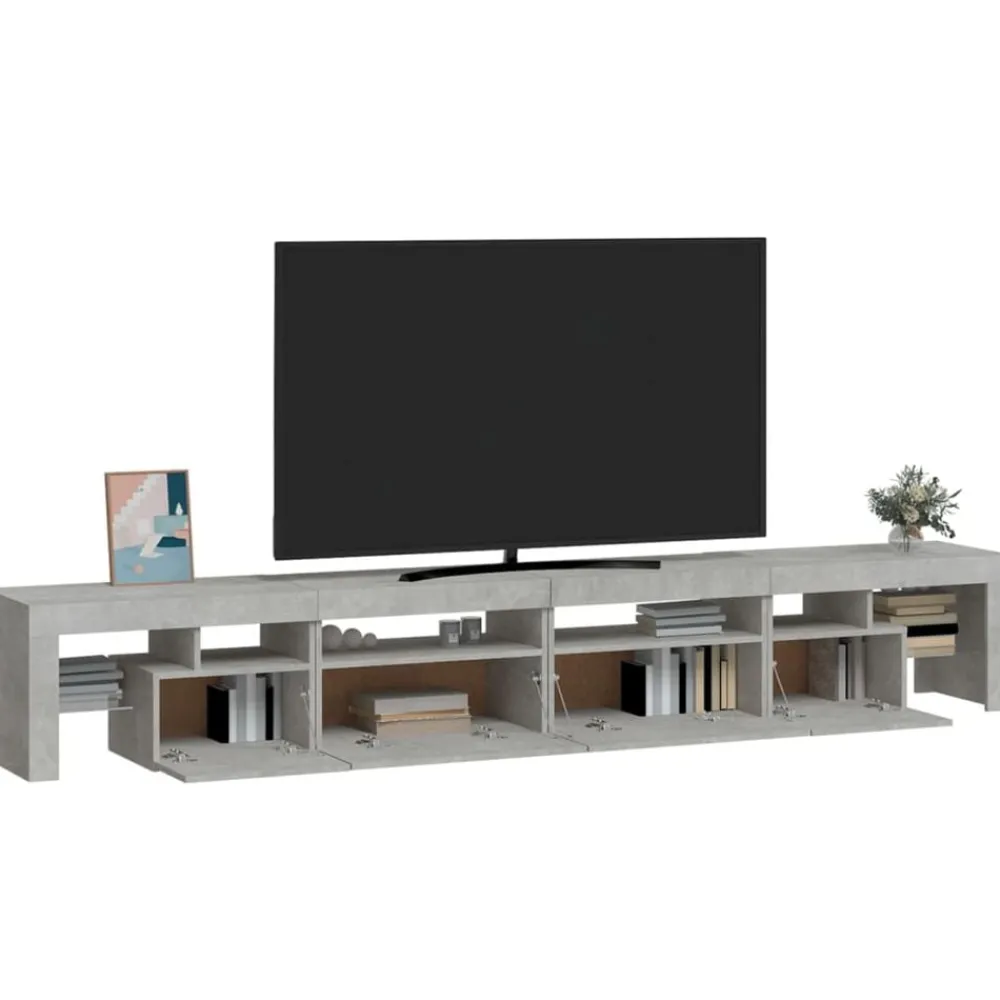 vidaXL Mueble de TV con luces LED gris hormigón 260x36,5x40 cm Gris hormigón Discount