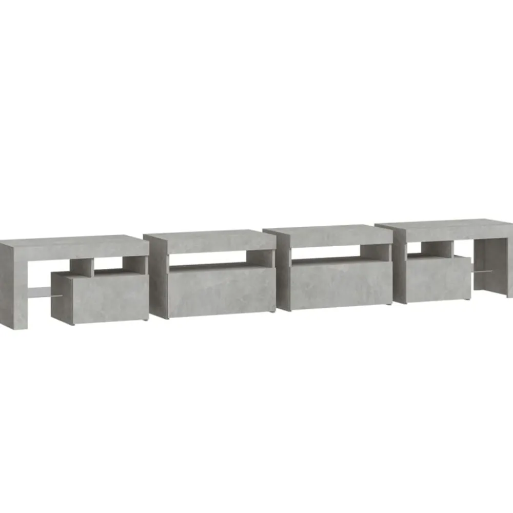 vidaXL Mueble de TV con luces LED gris hormigón 260x36,5x40 cm Gris hormigón Discount