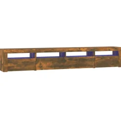 vidaXL Mueble de TV con luces LED color 240x35x40 cm Roble ahumado Discount