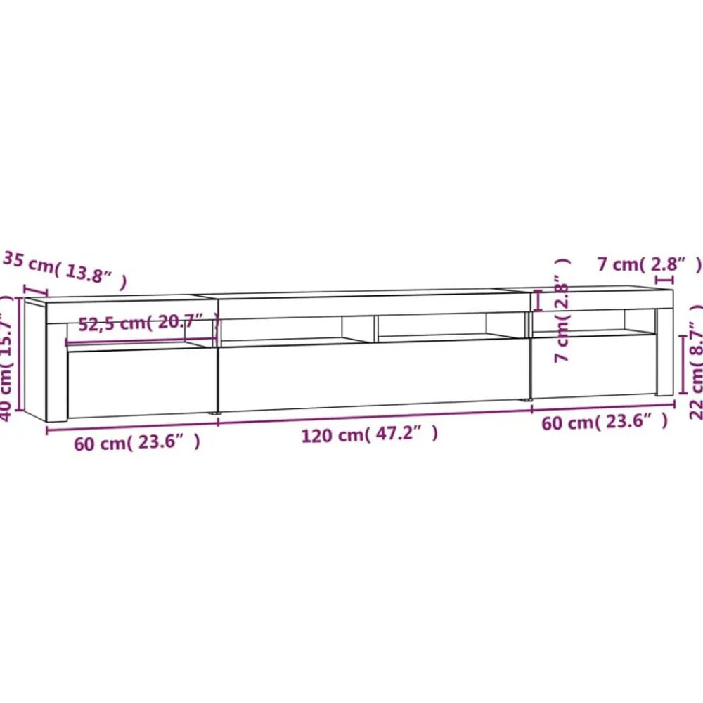 vidaXL Mueble de TV con luces LED color 240x35x40 cm Roble ahumado Discount