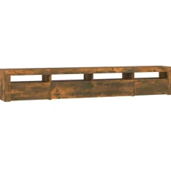 vidaXL Mueble de TV con luces LED color 240x35x40 cm Roble ahumado Discount