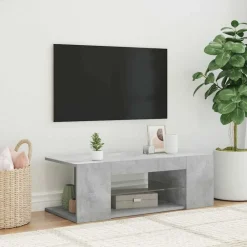 vidaXL Mueble de TV con luces LED gris hormigón 90x39x30 cm Gris hormig&oacute;n Sale