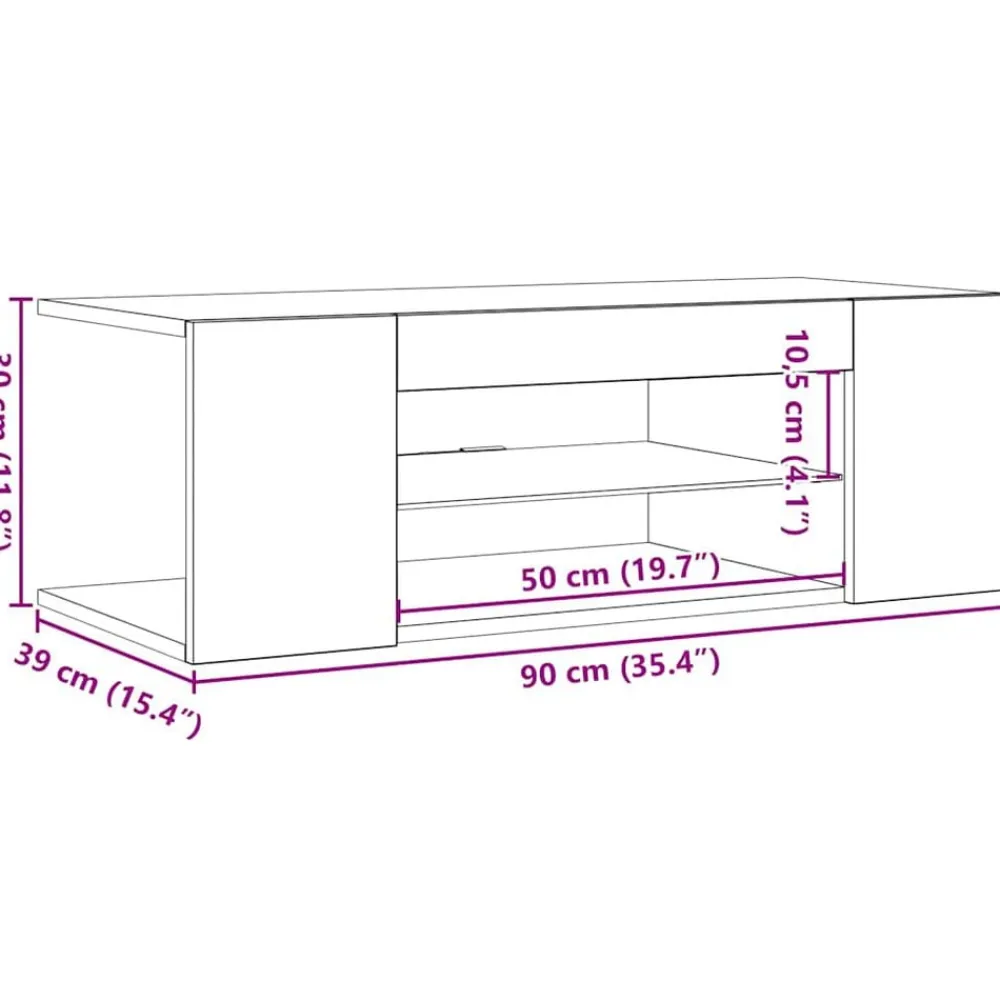 vidaXL Mueble de TV con luces LED gris hormigón 90x39x30 cm Gris hormigón Sale