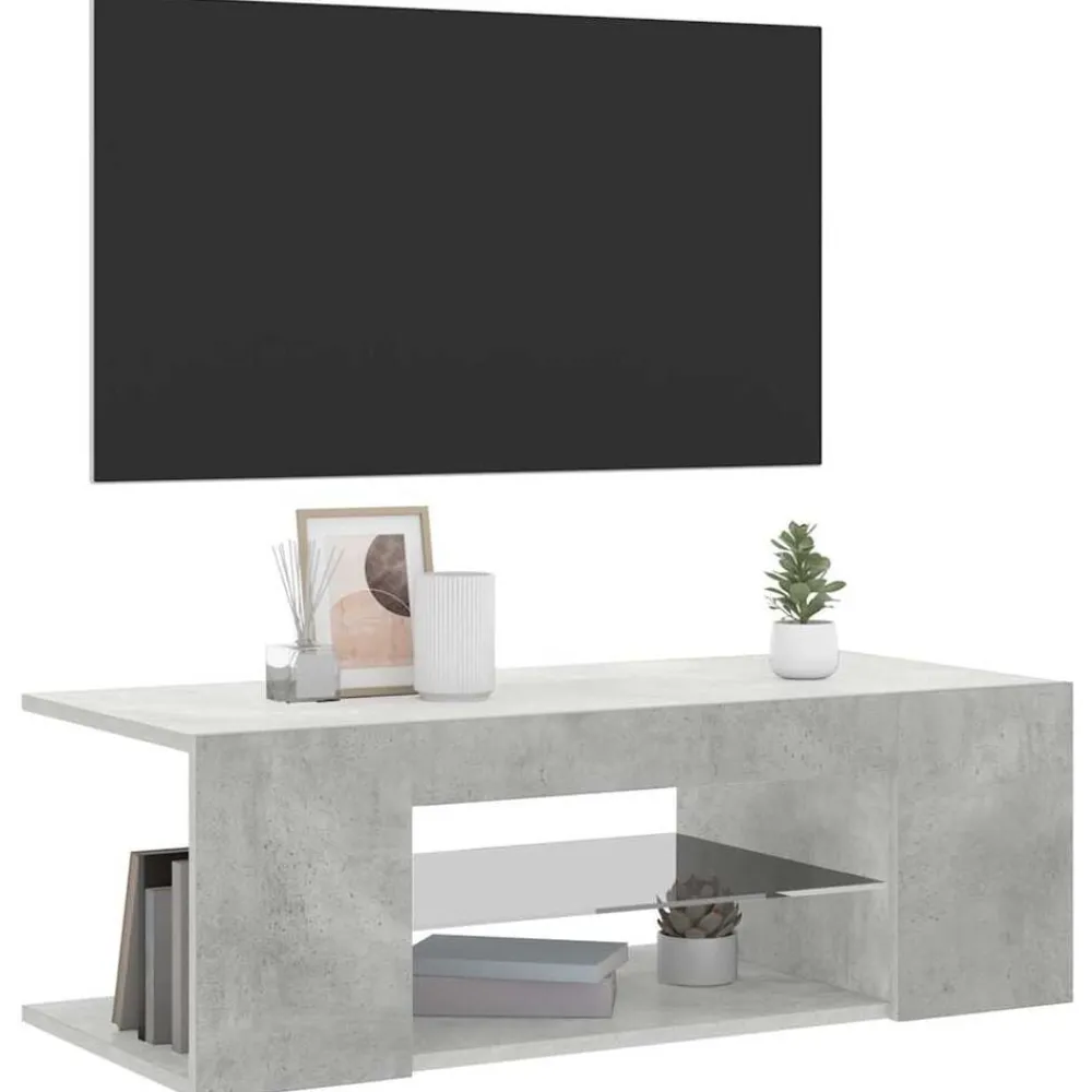 vidaXL Mueble de TV con luces LED gris hormigón 90x39x30 cm Gris hormigón Sale