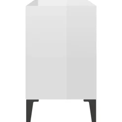vidaXL Mueble de TV con patas de metal 69,5x30x50 cm Blanco brillante Best