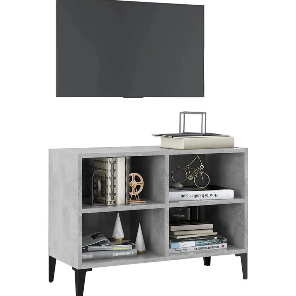 vidaXL Muebles Tv-Mueble de TV con patas metal gris hormigón 69,5x30x50 cm