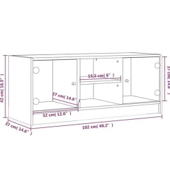 vidaXL Mueble de TV con puertas de vidrio marrón roble 102x37x42 cm Marr&oacute;n roble Hot