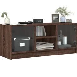 vidaXL Mueble de TV con puertas de vidrio marrón roble 102x37x42 cm Marr&oacute;n roble Hot