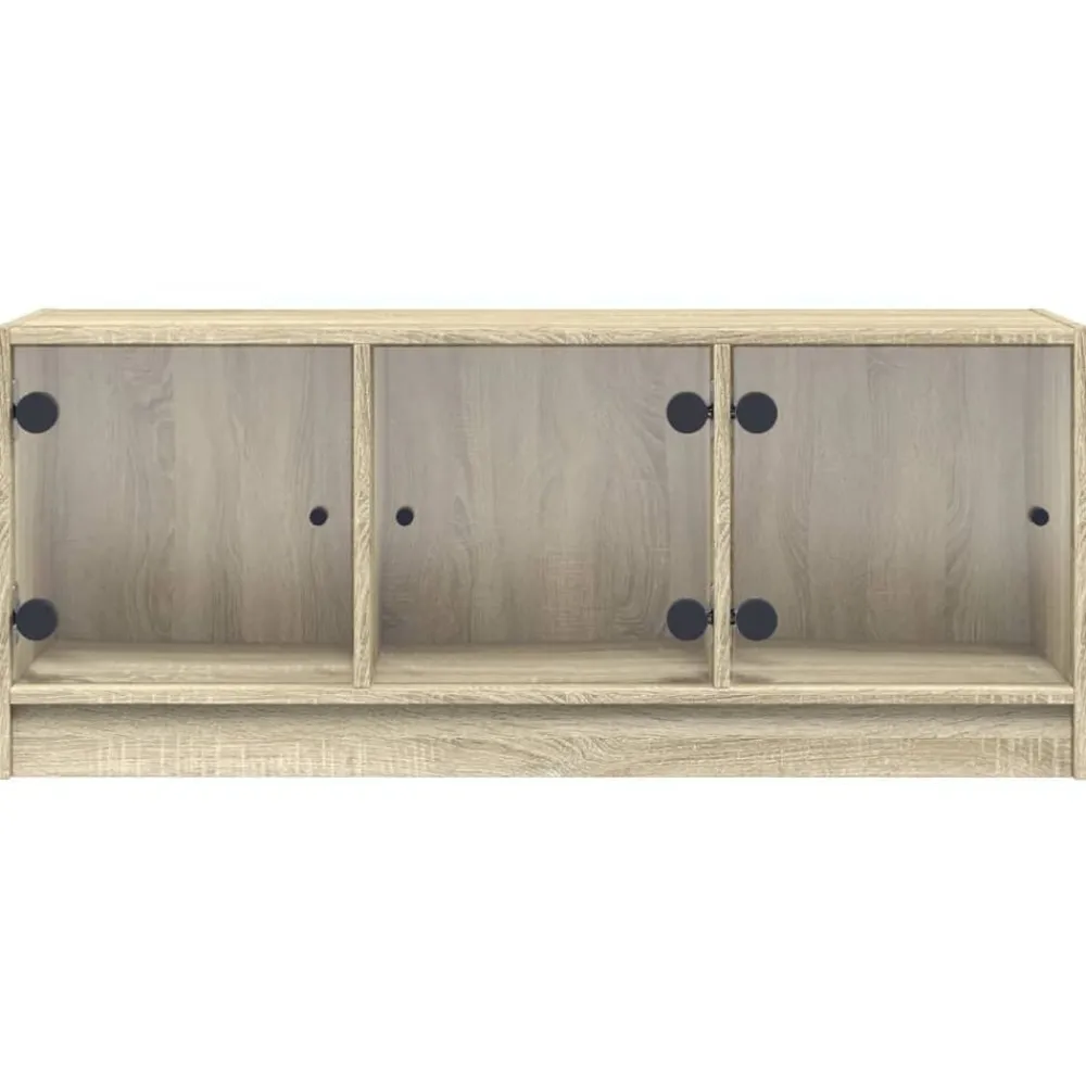 vidaXL Mueble de TV con puertas de vidrio 102x37x42 cm Roble Sonoma Discount