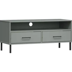 vidaXL Muebles Tv-Mueble de TV con patas de metal OSLO madera maciza pino