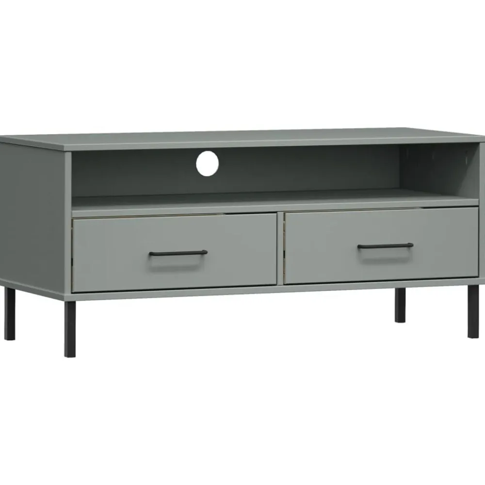 vidaXL Muebles Tv-Mueble de TV con patas de metal OSLO madera maciza pino