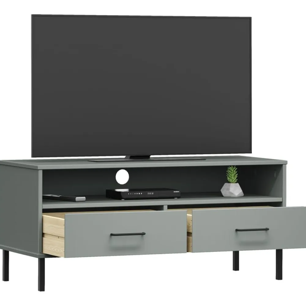vidaXL Muebles Tv-Mueble de TV con patas de metal OSLO madera maciza pino