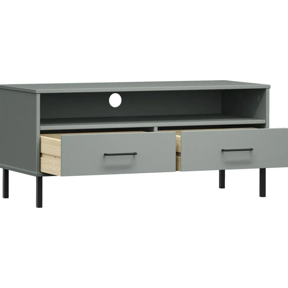 vidaXL Muebles Tv-Mueble de TV con patas de metal OSLO madera maciza pino