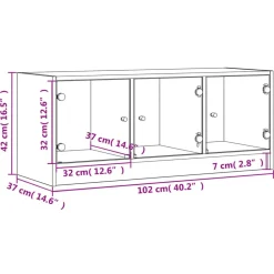 vidaXL Mueble de TV con puertas de vidrio 102x37x42 cm Roble ahumado Hot
