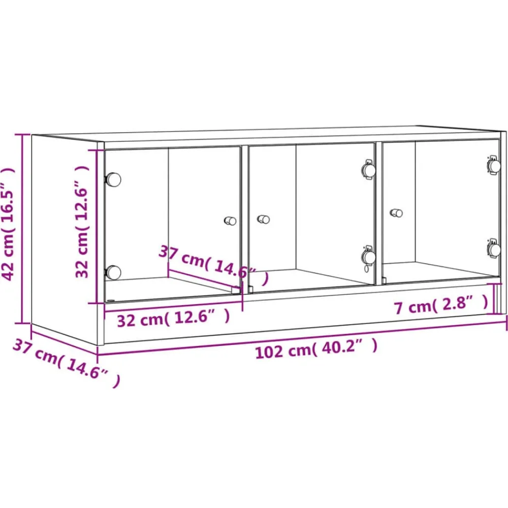 vidaXL Mueble de TV con puertas de vidrio 102x37x42 cm Roble ahumado Hot