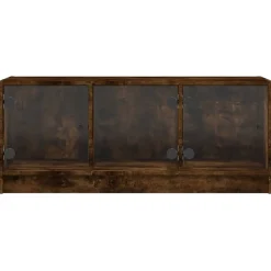 vidaXL Mueble de TV con puertas de vidrio 102x37x42 cm Roble ahumado Hot