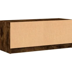 vidaXL Mueble de TV con puertas de vidrio 102x37x42 cm Roble ahumado Hot