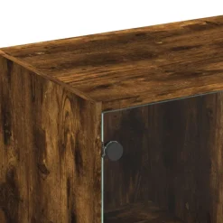 vidaXL Mueble de TV con puertas de vidrio 102x37x42 cm Roble ahumado Hot