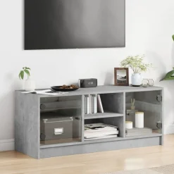 vidaXL Muebles Tv-Mueble de TV con puertas de vidrio gris hormigón 102x37x42 cm