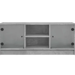 vidaXL Muebles Tv-Mueble de TV con puertas de vidrio gris hormigón 102x37x42 cm