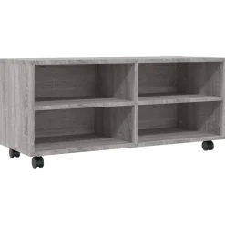 vidaXL Mueble de TV con ruedas madera contrachapada gris 90x35x35 cm Gris sonoma New