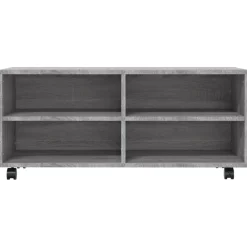vidaXL Mueble de TV con ruedas madera contrachapada gris 90x35x35 cm Gris sonoma New