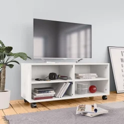 vidaXL Muebles Tv-Mueble de TV con ruedas madera contrachapada 90x35x35 cm