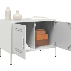 vidaXL Mueble de TV de acero 68x39x50,5 cm Blanco New