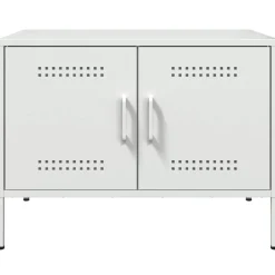 vidaXL Mueble de TV de acero 68x39x50,5 cm Blanco New