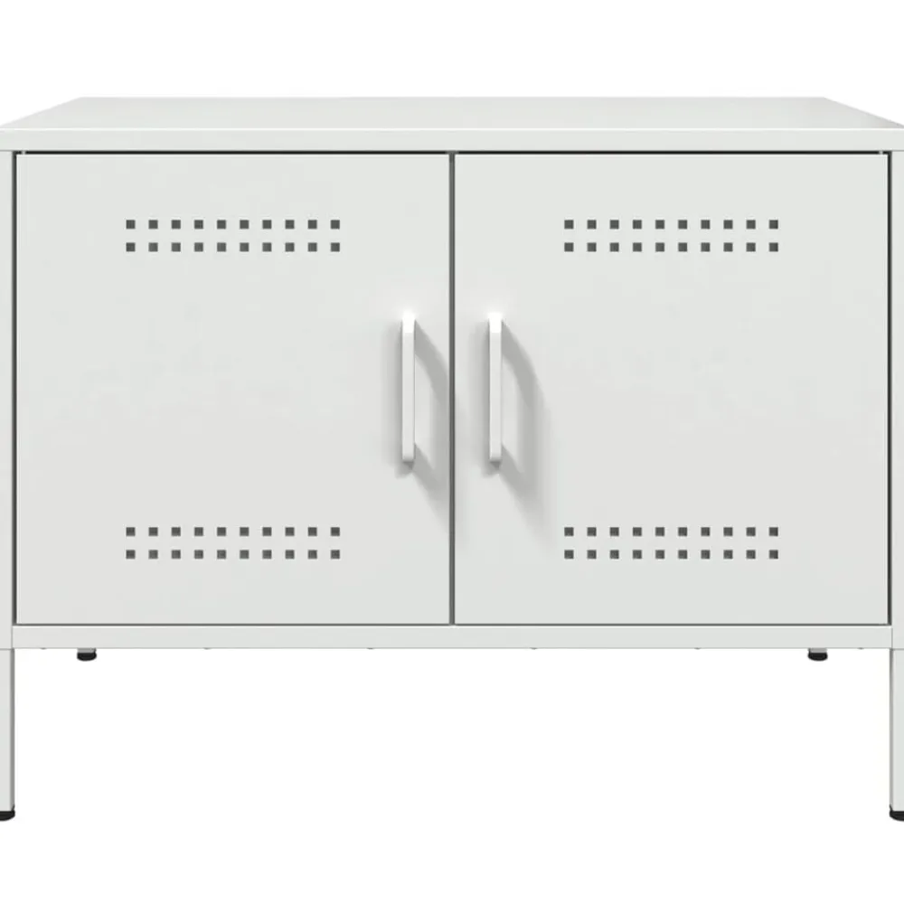 vidaXL Mueble de TV de acero 68x39x50,5 cm Blanco New