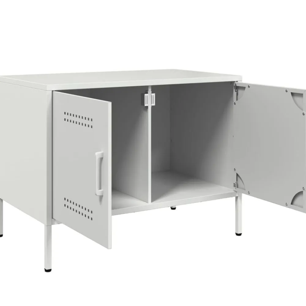 vidaXL Mueble de TV de acero 68x39x50,5 cm Blanco New