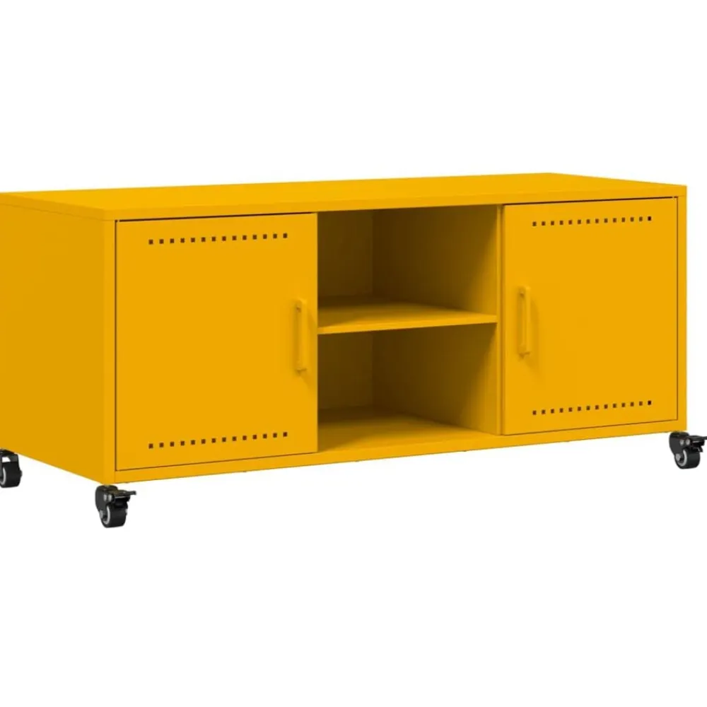 vidaXL Mueble de TV de acero mostaza 100,5x39x43,5 cm Amarillo Hot