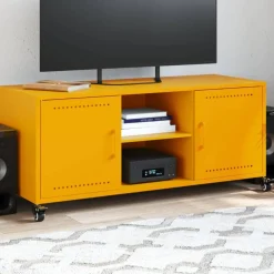 vidaXL Mueble de TV de acero mostaza 100,5x39x43,5 cm Amarillo Hot