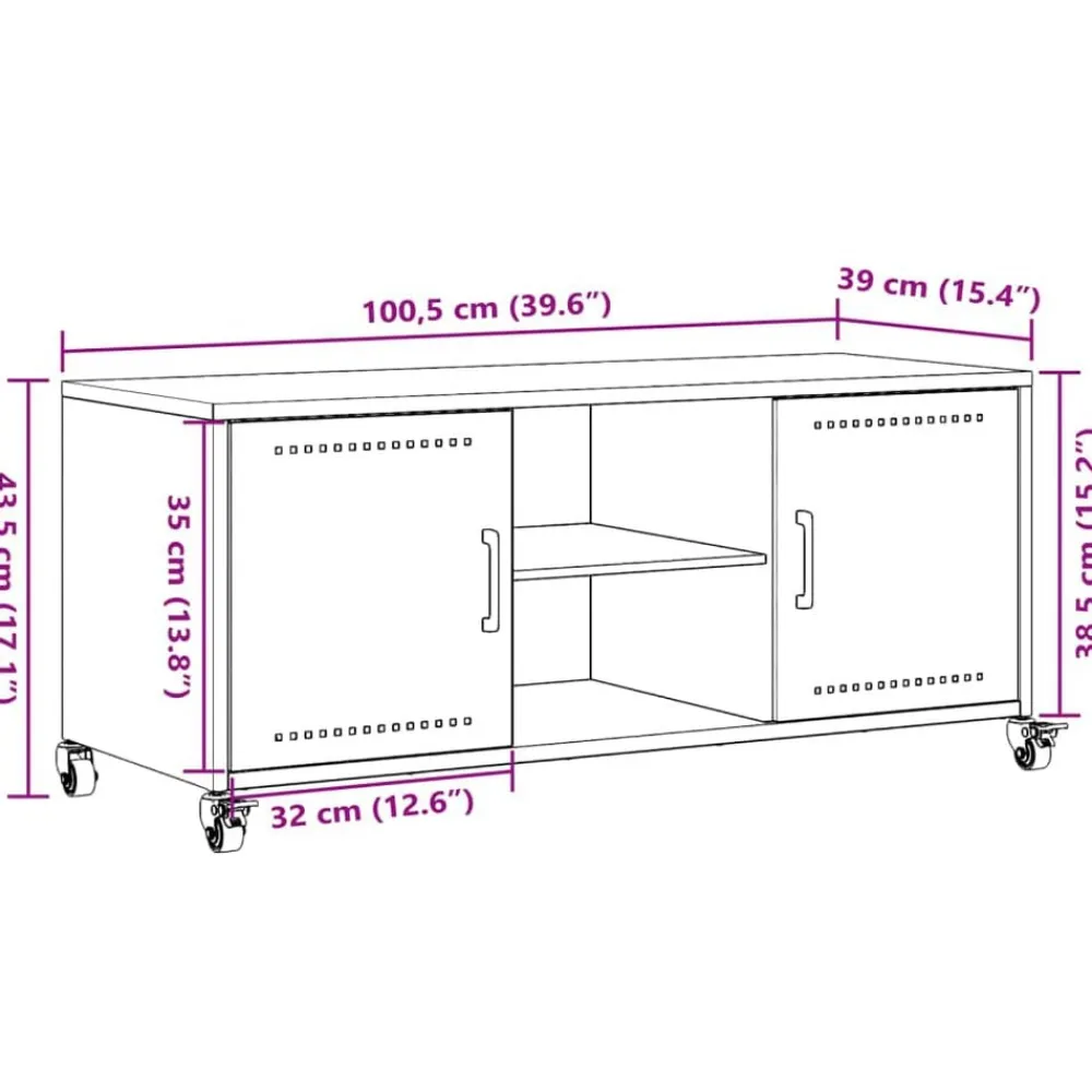 vidaXL Mueble de TV de acero mostaza 100,5x39x43,5 cm Amarillo Hot