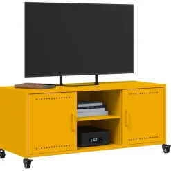 vidaXL Mueble de TV de acero mostaza 100,5x39x43,5 cm Amarillo Hot