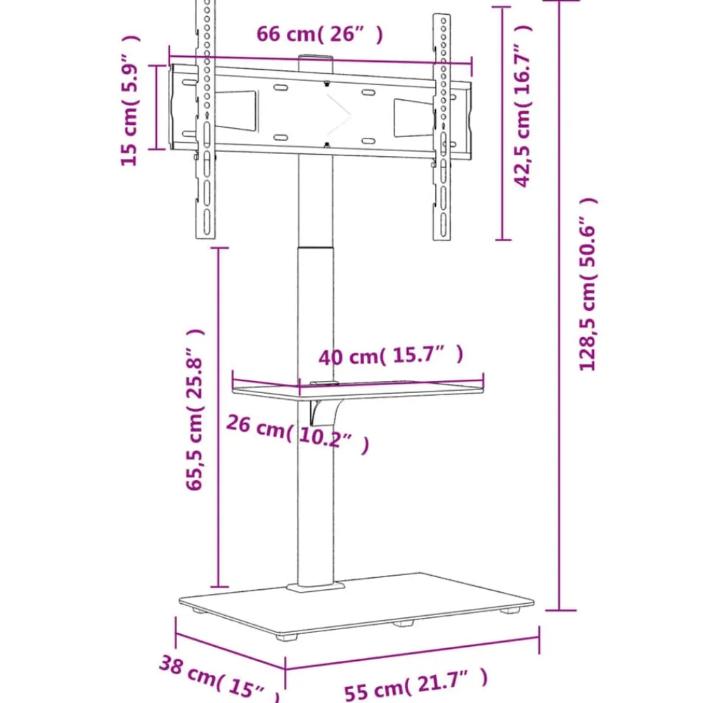 vidaXL Mueble de TV de esquina 2 niveles para 32-65 pulgadas negro Best