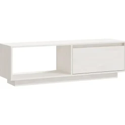 vidaXL Mueble de TV de madera maciza de pino 110x30x33,5 cm Blanco Sale