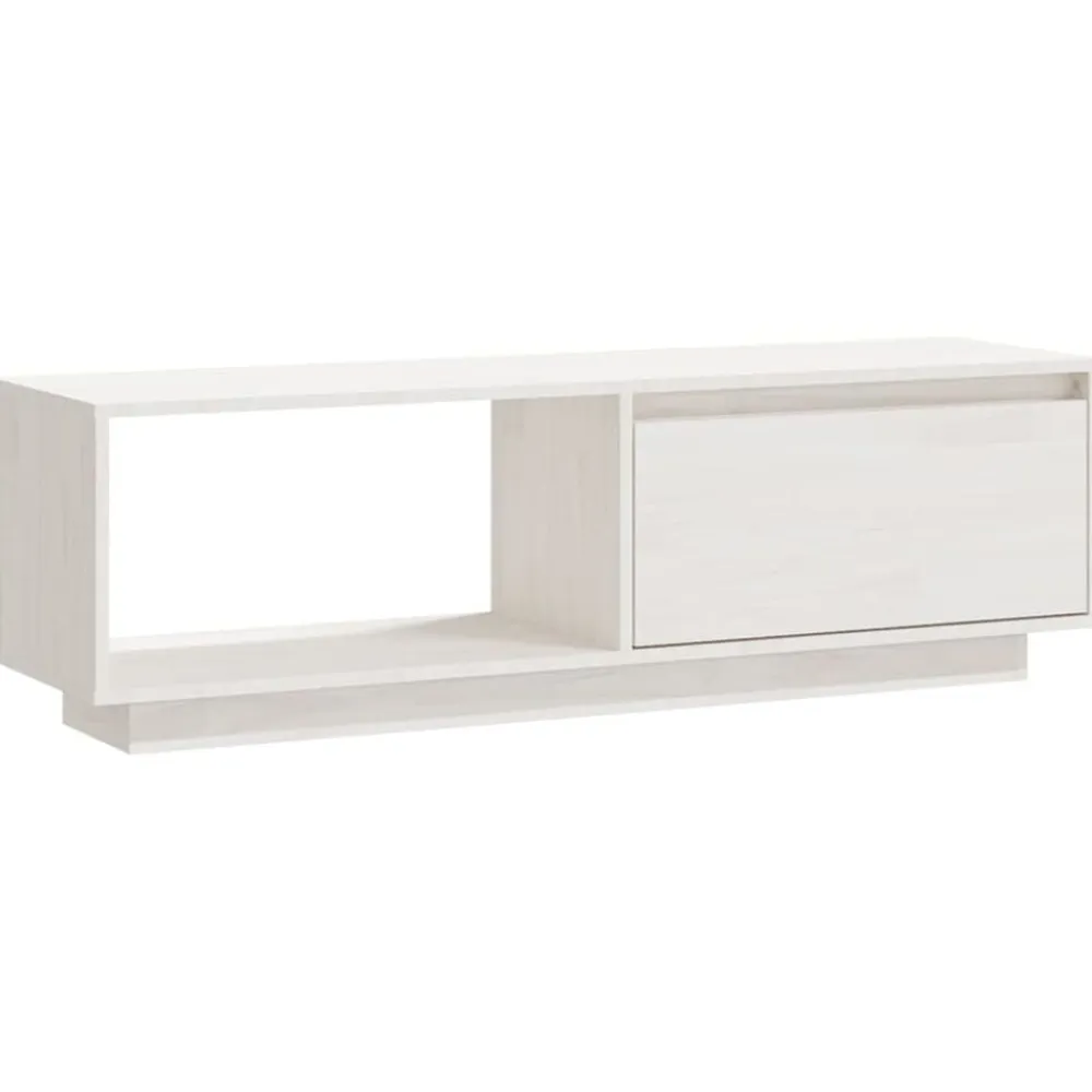 vidaXL Mueble de TV de madera maciza de pino 110x30x33,5 cm Blanco Sale