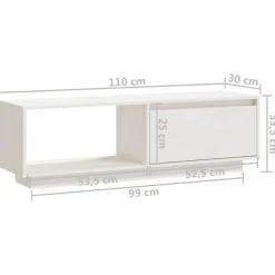 vidaXL Mueble de TV de madera maciza de pino 110x30x33,5 cm Blanco Sale