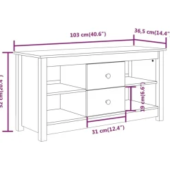 vidaXL Muebles Tv-Mueble de TV de madera maciza de pino 103x36,5x52 cm