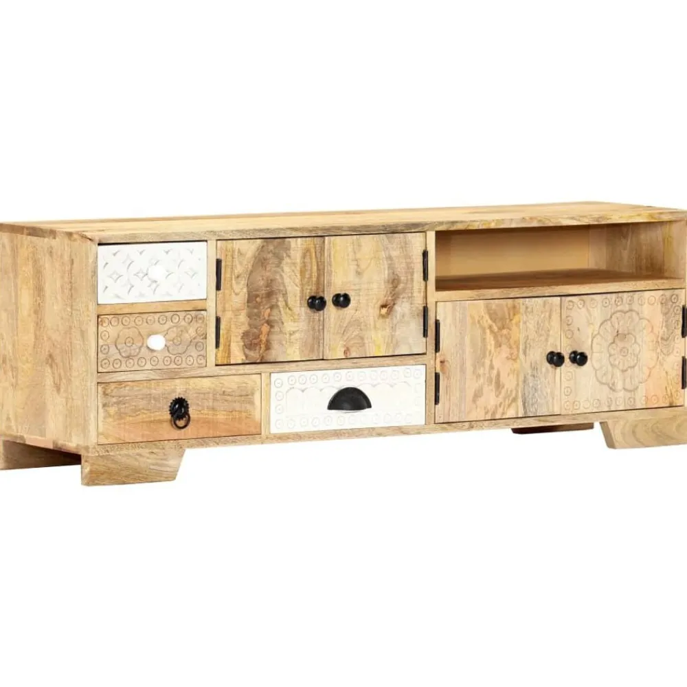 vidaXL Muebles Tv-Mueble de TV de madera maciza de mango 120x30x40 cm