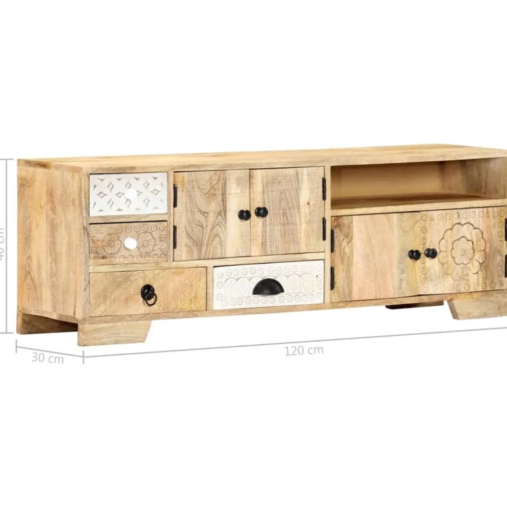 vidaXL Muebles Tv-Mueble de TV de madera maciza de mango 120x30x40 cm