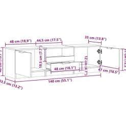 vidaXL Muebles Tv-Mueble de TV de 140x35x40 cm Madera ingeniería